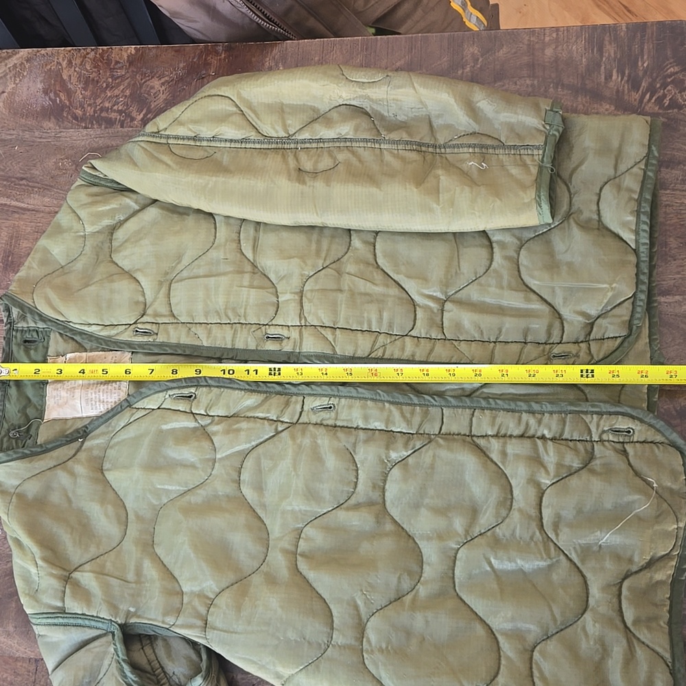 Olive Green Quilted Army Jacket Liner Insert - Picture 5 of 7